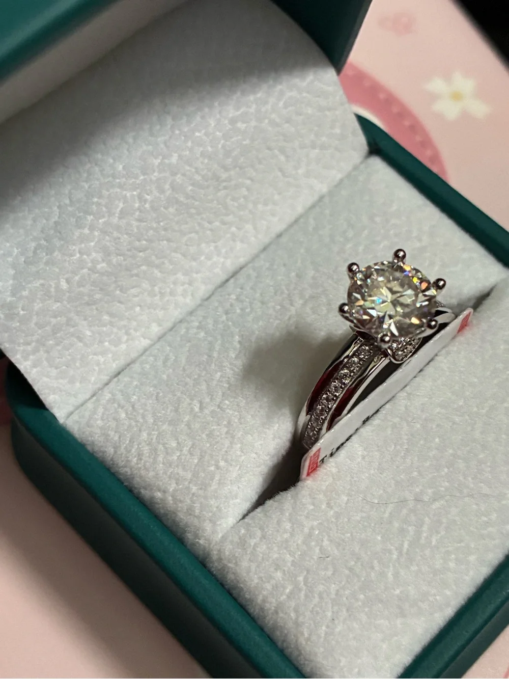 GRA Certified Moissanite 2 Carat Solitaire Ring in 925 Sterling Silver Size 9
